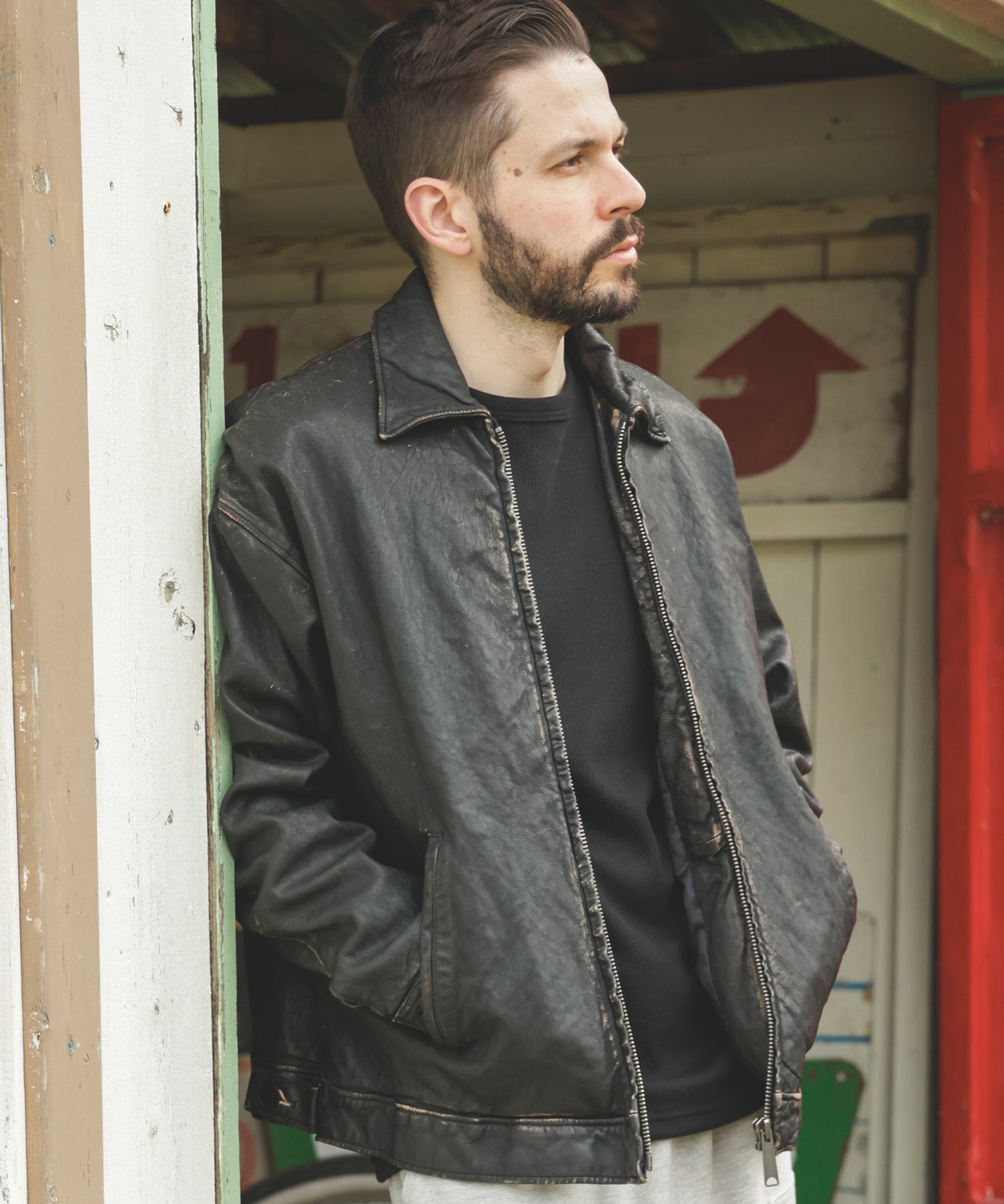 VINTAGE CRAFT SHEEP LEATHER / OVERSIZE RIDERS / M253122 – MR.OLIVE