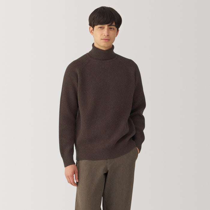 Men's Yak Wool Ribbed Turtleneck Sweater | Fall Sweaters | MUJI Canada