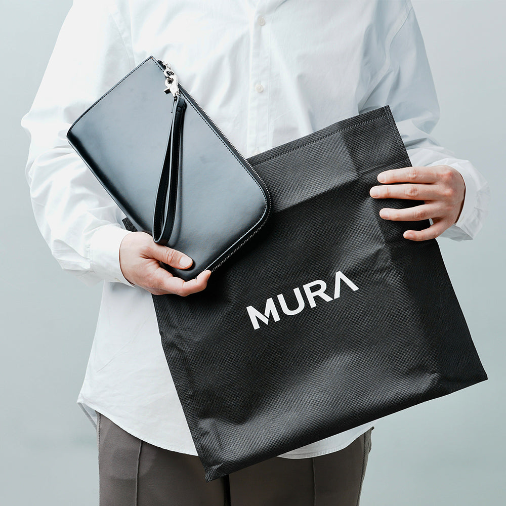 MURA クラッチバッグ メンズ L字ファスナー セカンドバッグ コンパクト