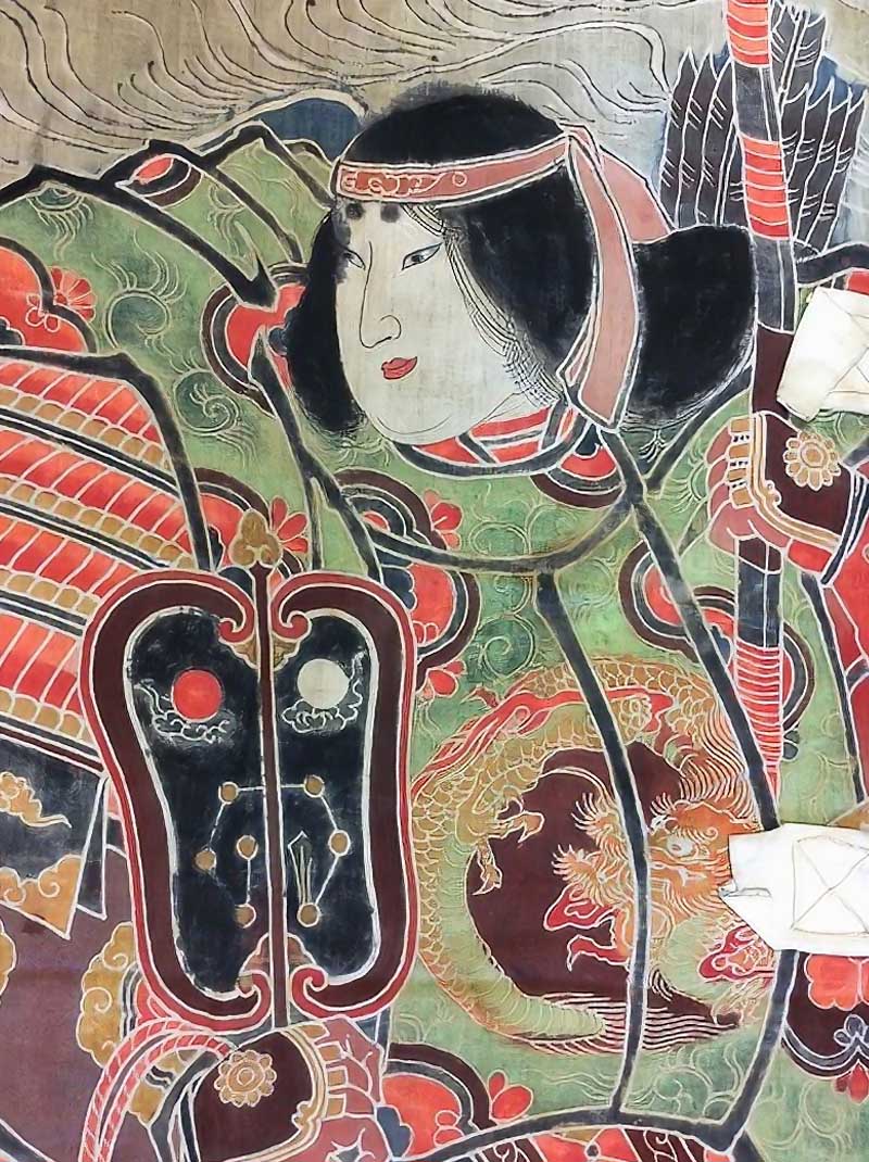 無銘｜神功皇后図幟（筒描き） 江戸期の絵のぼり収集記