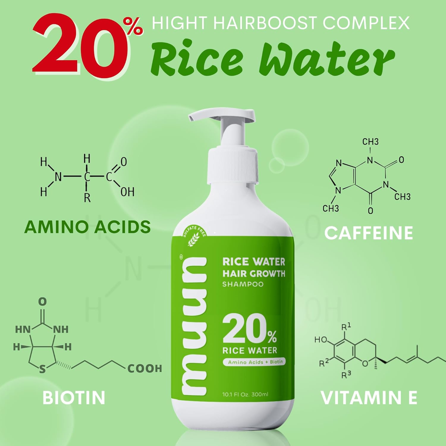 Muun Rice Water Shampoo and Conditioner Set for Hair Growth