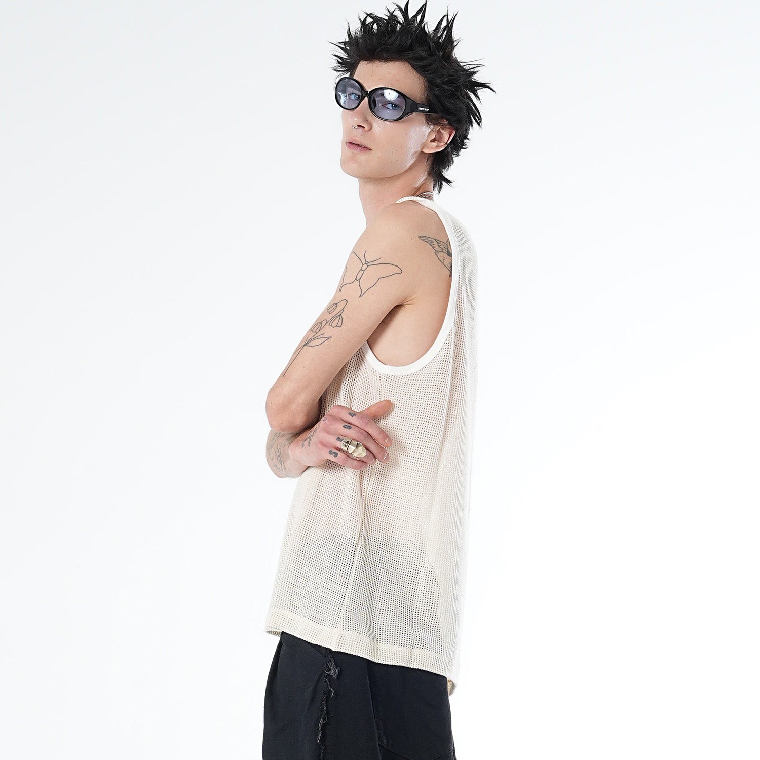 MUZE TURQUOISE LABEL - MESH TANK TOP(WHITE) ミューズ タンクトップ