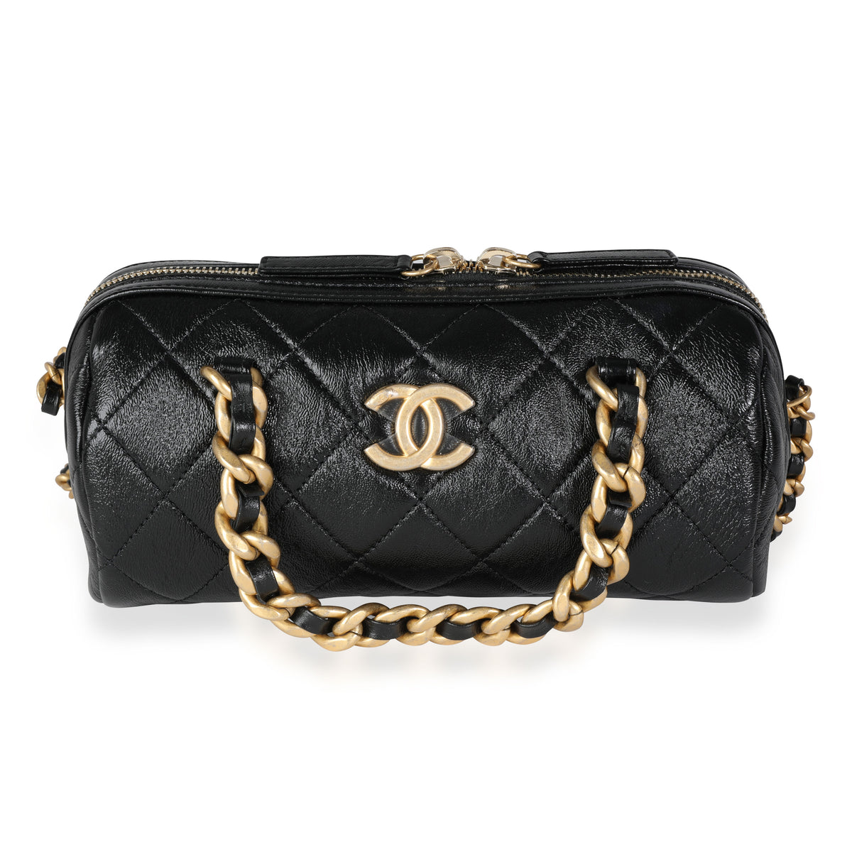 Chanel Black Quilted Shiny Lambskin Small Fashion Therapy Bowling