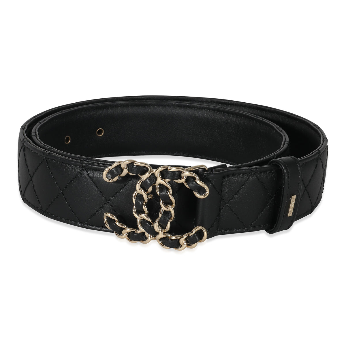 Chanel B22 Black Quilted Calfskin CC Chain Belt 90/36 | myGemma