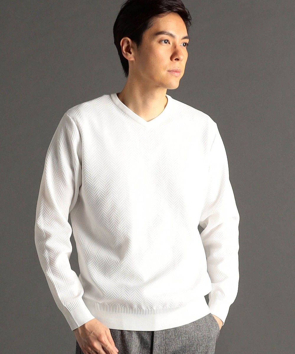 ヘリンボンジャカード Vネックニット｜プルオーバー｜ニコル公式通販
