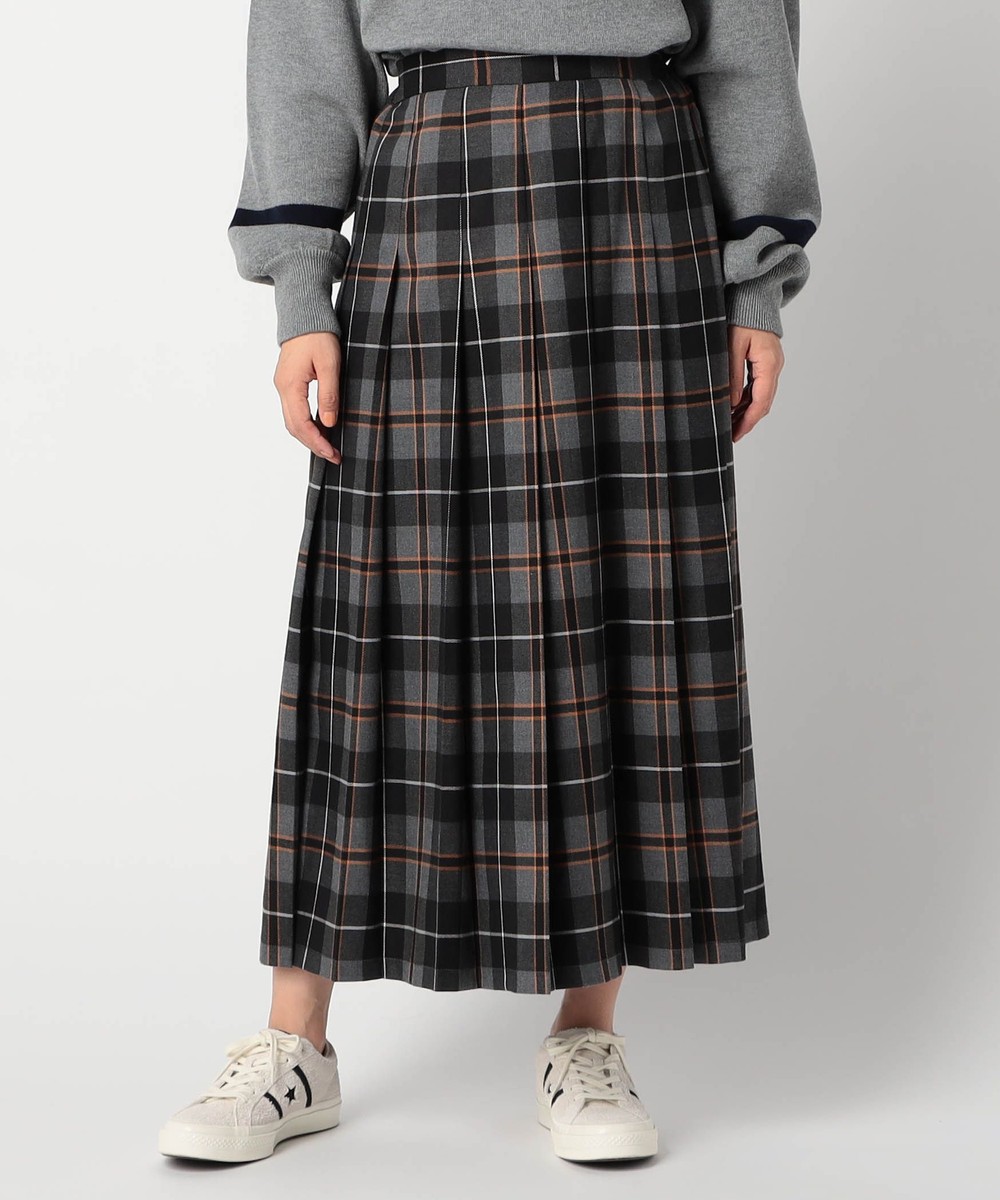 チェック柄 タックロングスカート｜ロング／マキシスカート｜ニコル