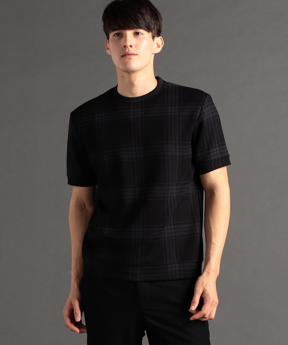 canal deux Luxe】チェック柄 ダンボールニットTシャツ｜半袖｜ニコル