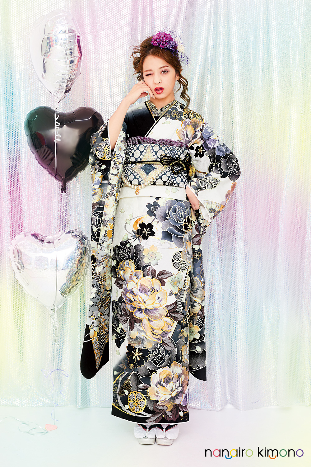 ナナイロキモノWEBショップ / 成人式振袖レンタルフルセット｜白色