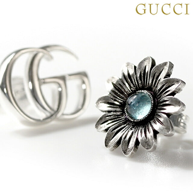 グッチ ピアス GUCCI ダブルG sterling silver フラワー ブルー