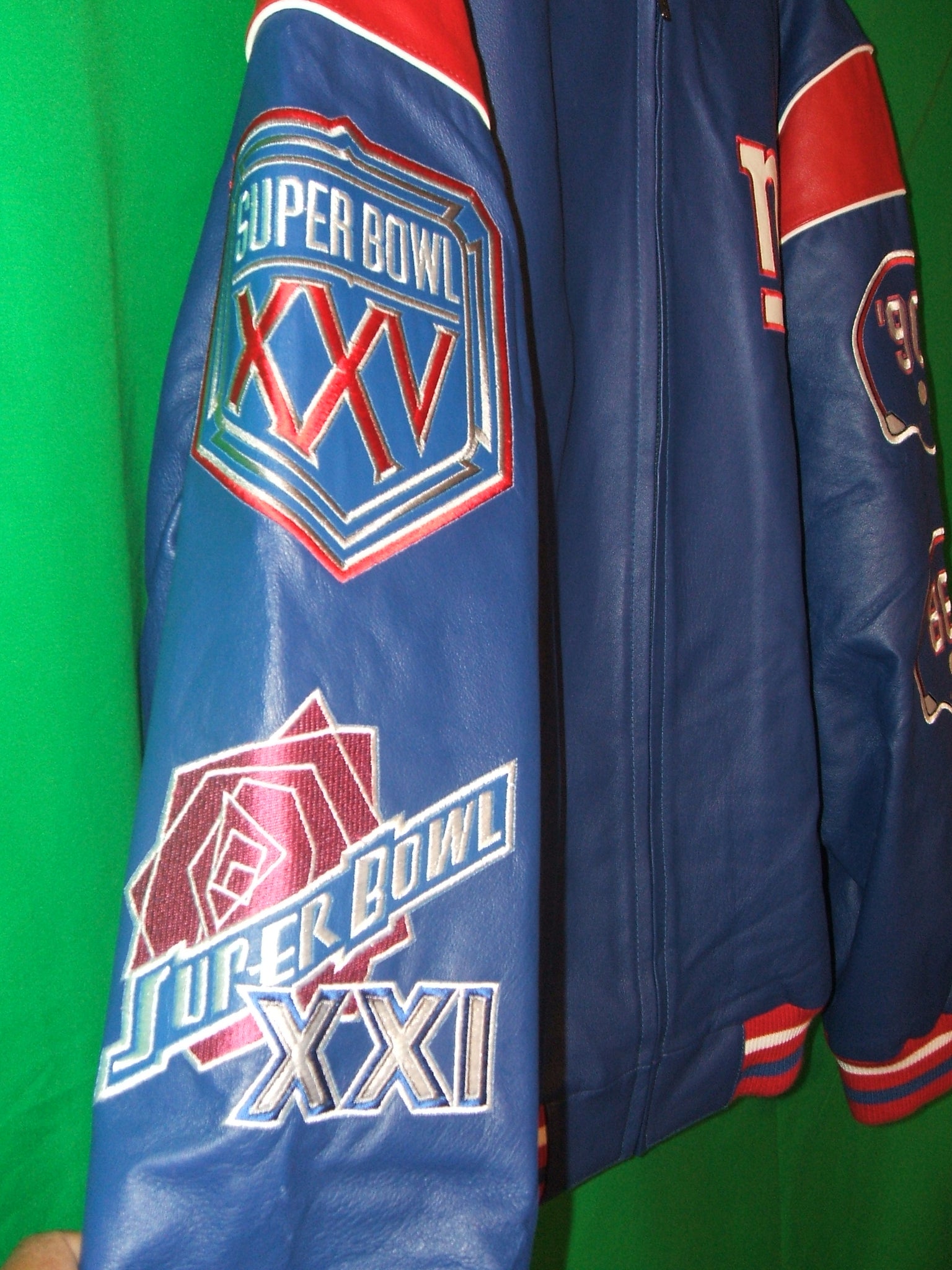 NFL New York Giants Authentic all Leather Super Bowl Jacket