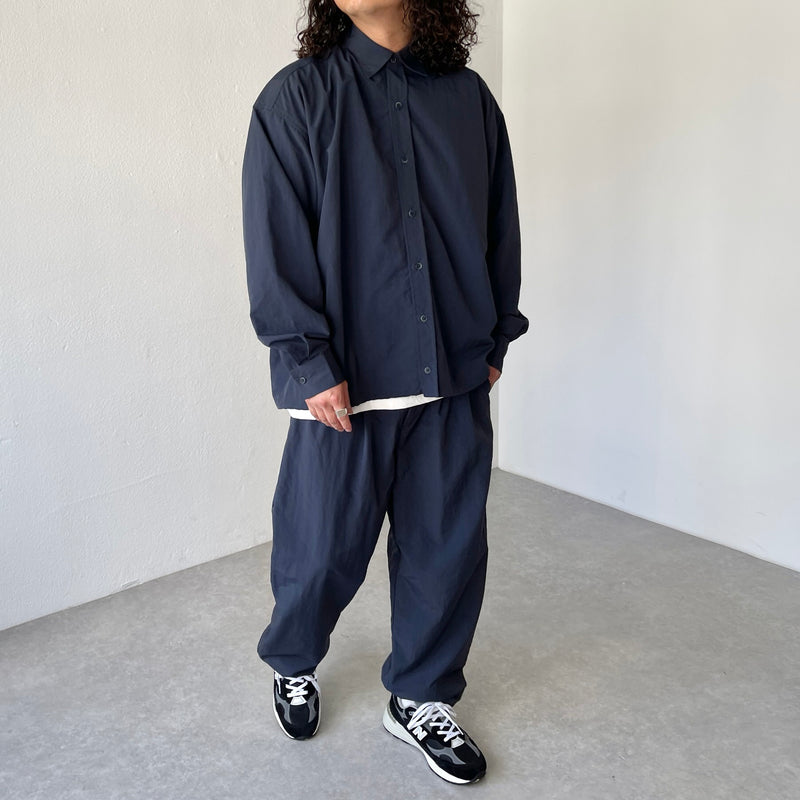 loose silhouette nylon shirt set up / navy（ルーズシルエット