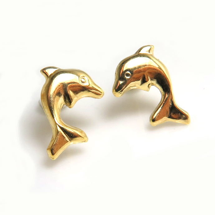 14kgfピアス（イルカ「ドルフィン」・9mm）（ゴールドフィルド）（25ペア）