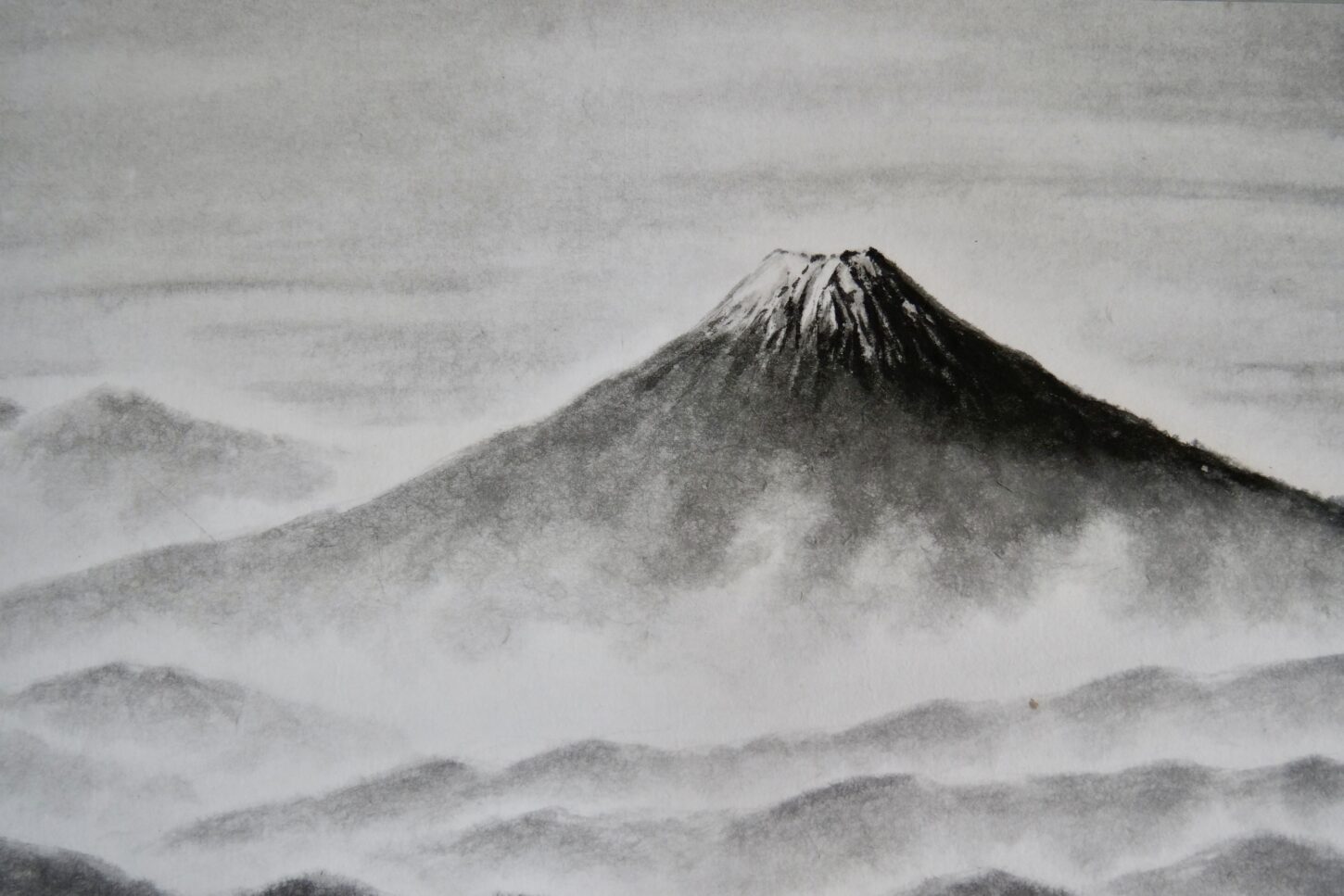 水墨画｜富士山「雲の上から」 - 書道作品・筆文字・習字のご依頼｜書