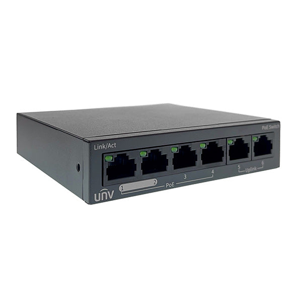 UNV 4-Port Power over Ethernet (PoE) Switch with 2 Additional