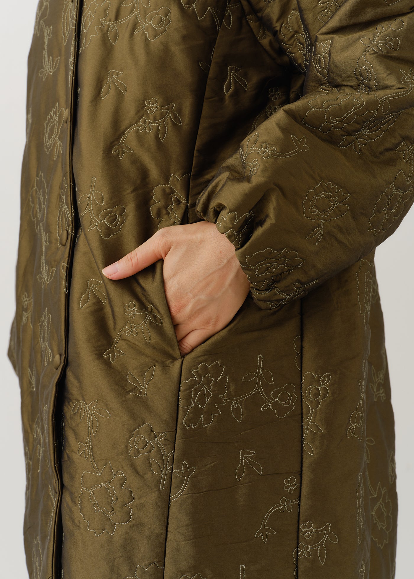 Poly Dupion Flower Embroidery Quilting Coat | Pasand by ne Quittez