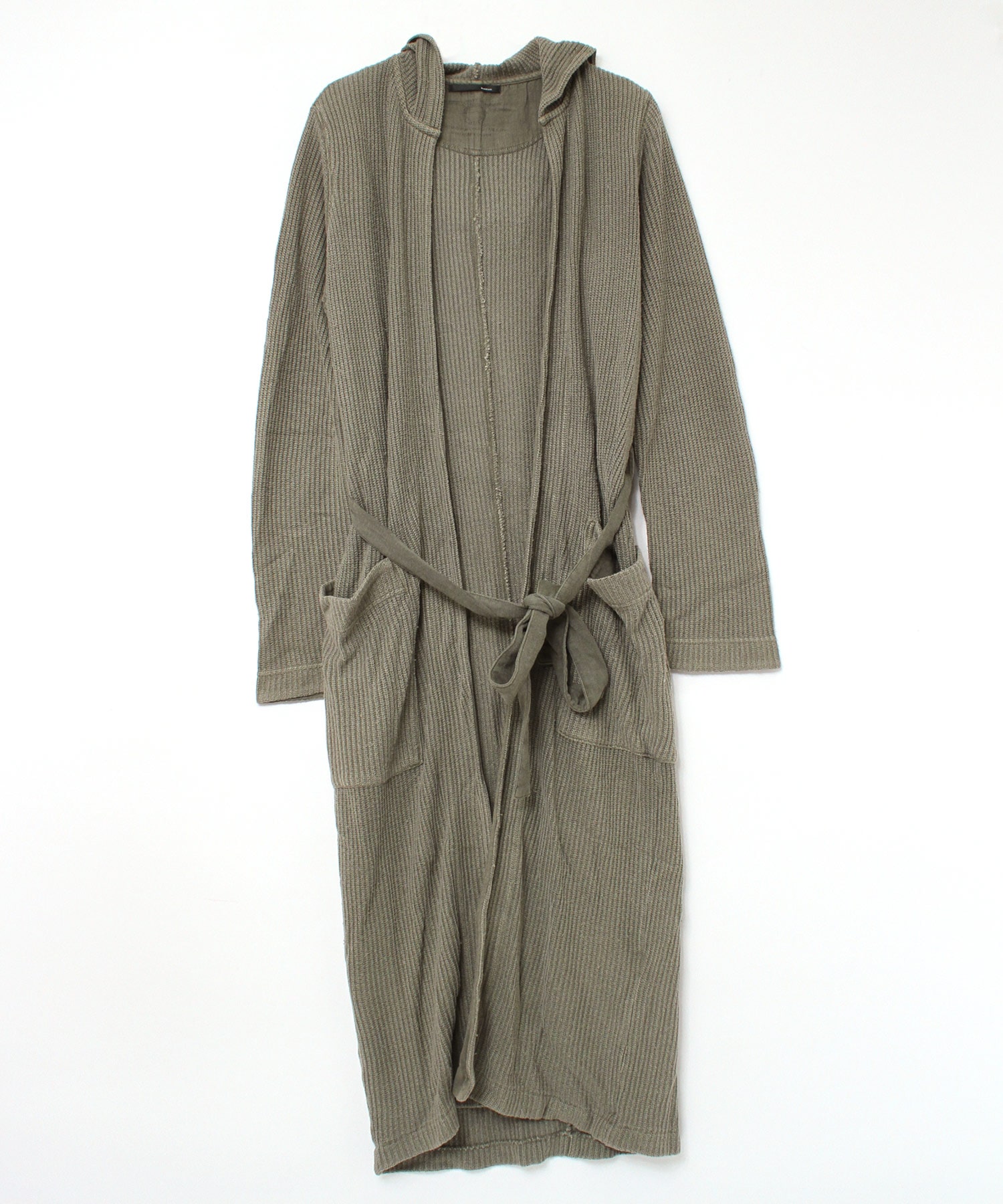 M0542 ピグメントフード付ロングカーディガン(M チャコール): トップス