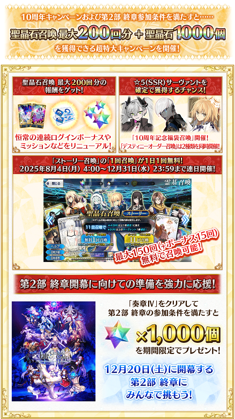 期間限定】「Fate/Grand Order ～10th Anniversary～」開催！ | Fate