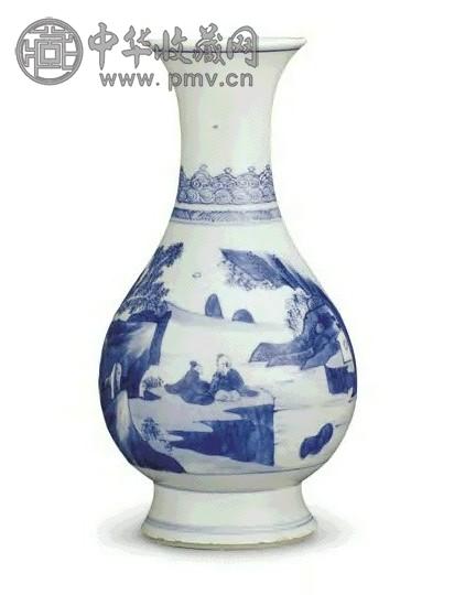 清康熙青花山水人物纹琵琶尊收藏资讯|艺术家|书画家|书画名人|书法家