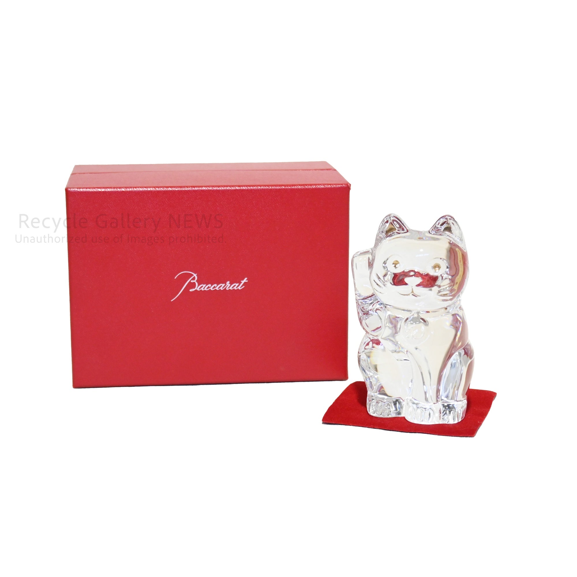 Baccarat Maneki-Neko Lucky Cat Fortune Cat Clear Crystal Glass