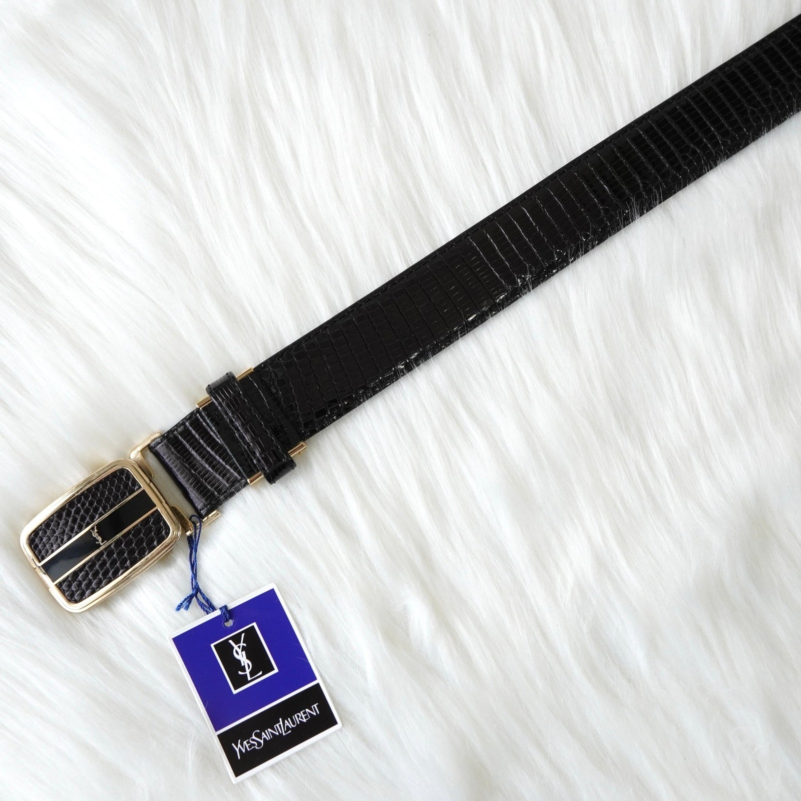 イヴサンローラン ヴィンテージ YSLロゴ エナメル / レザー ベルト