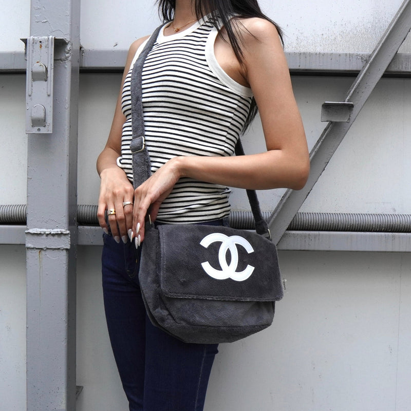 シャネル ココマーク パイル地 ノベルティ ショルダーバッグ グレー