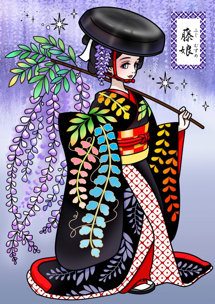 長唄「藤娘」 | 日本舞踊のぬりえ