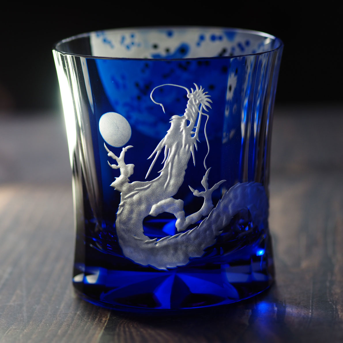 ガラス クリスタルロックグラス「彩色かわせみ」 自由工房 西田雅之