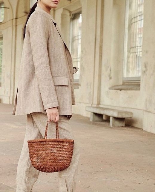 Dragon Diffusion Grace Handwoven Basket Tan Calf Leather