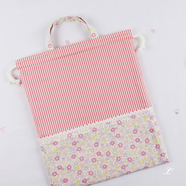 女の子用 - 入園入学グッズ 幼稚園 保育園 巾着袋 【 小花 ピンク