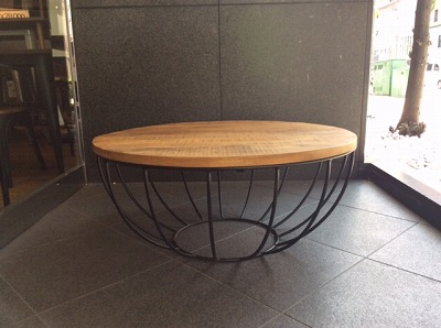 マンゴーウッドを使用したブルックリン系 ラウンドコーヒーテーブル456