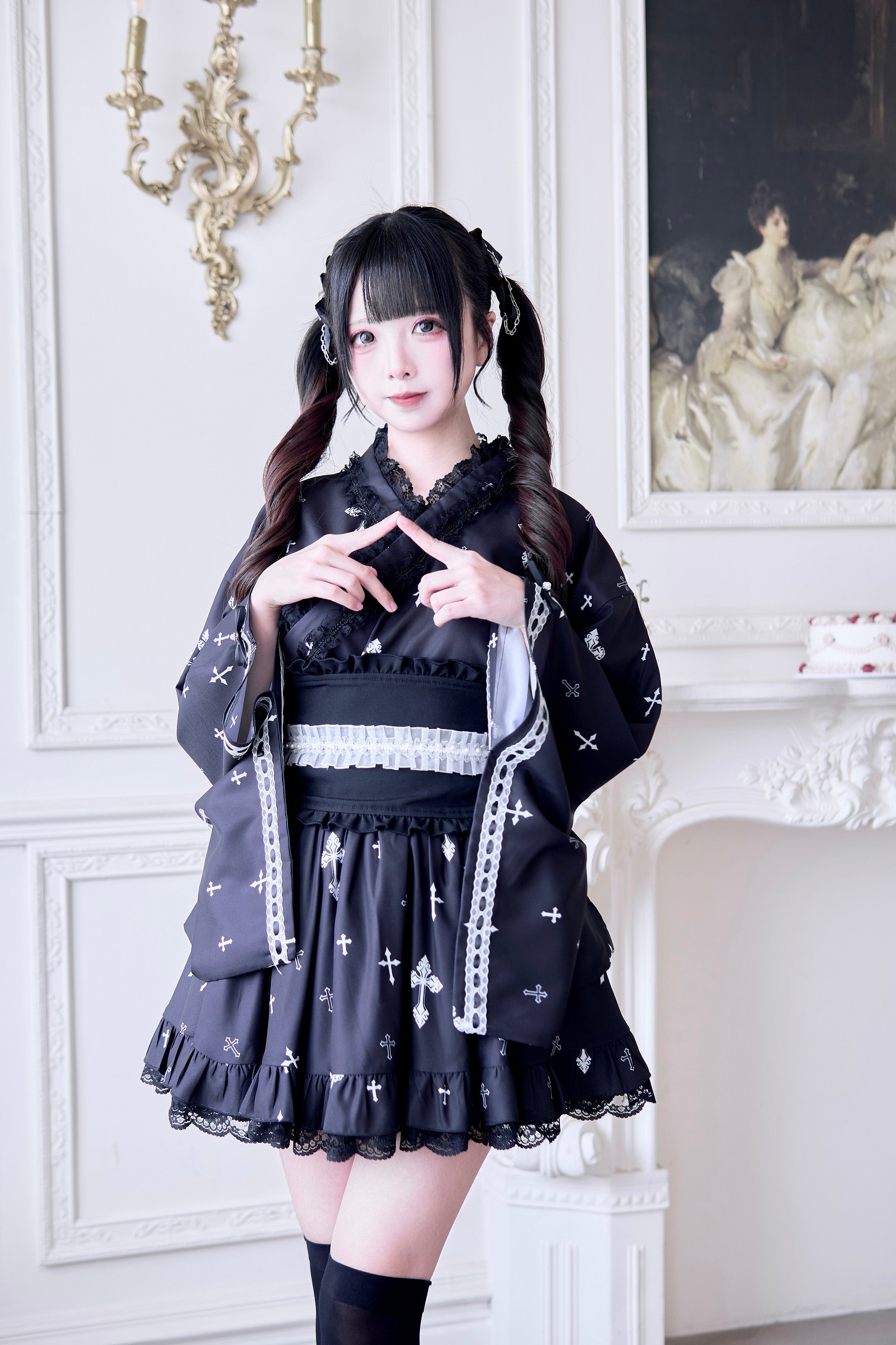 Gothic Cross Print Yukata Set – NoGenki