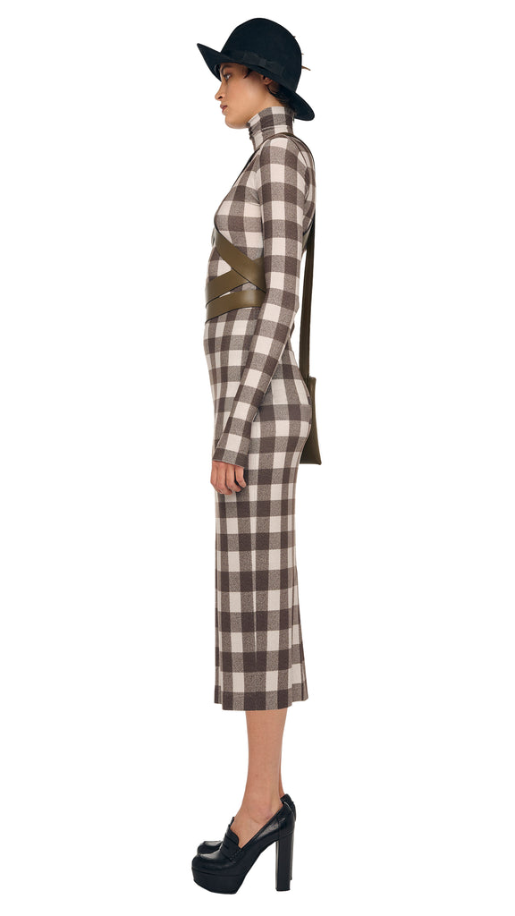 LONG SLEEVE TURTLENECK DRESS – Bark Box Plaid – Norma Kamali