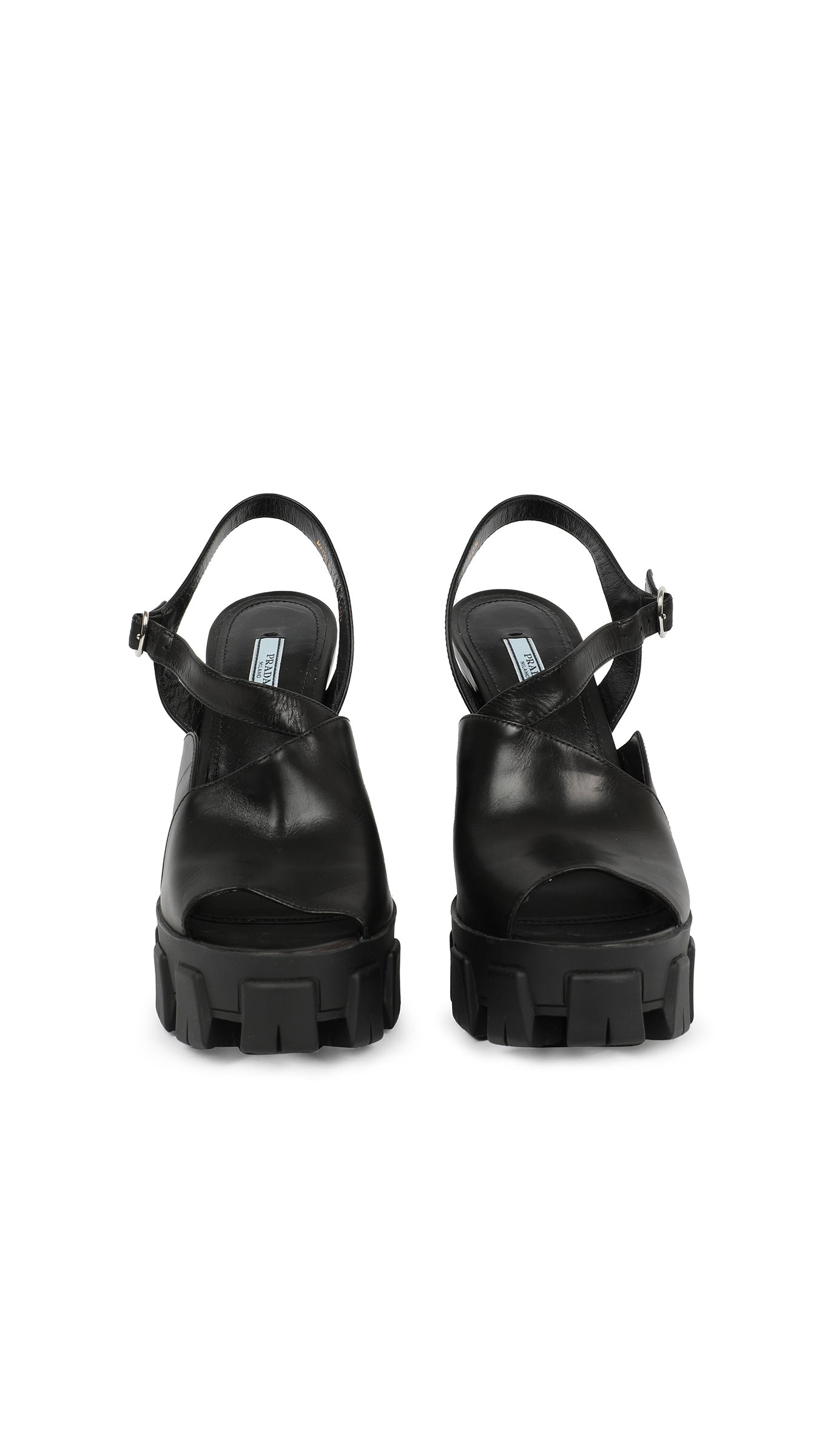 PRADA LUG SOLE ANKLE STRAP PLATFORM SANDAL – Black – Norma Kamali