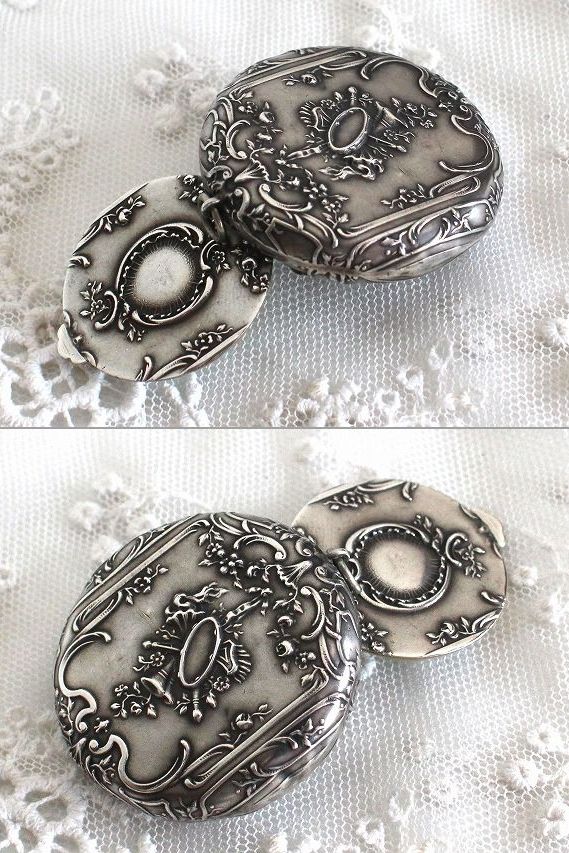 アンティーク ミラー付きピルケース パウダーケース アンティーク