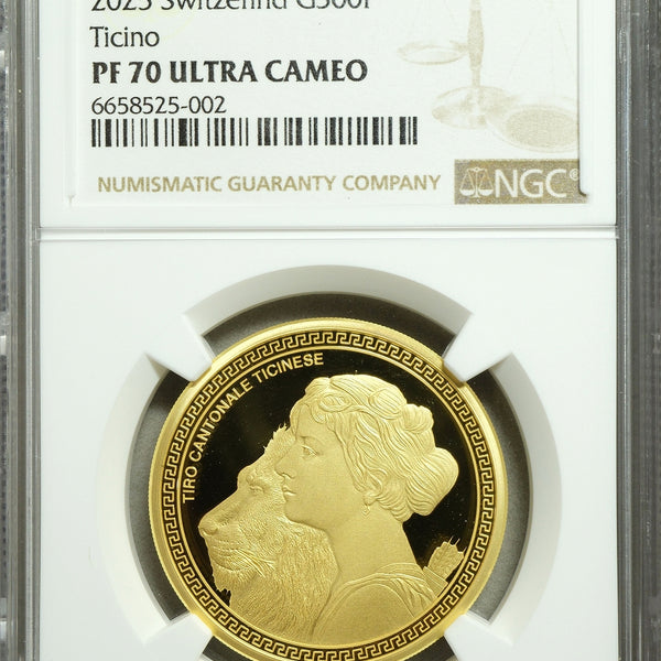 スイス 射撃祭 500フラン金貨 2025 Ticino NGC PF70 ULTRA CAMEO