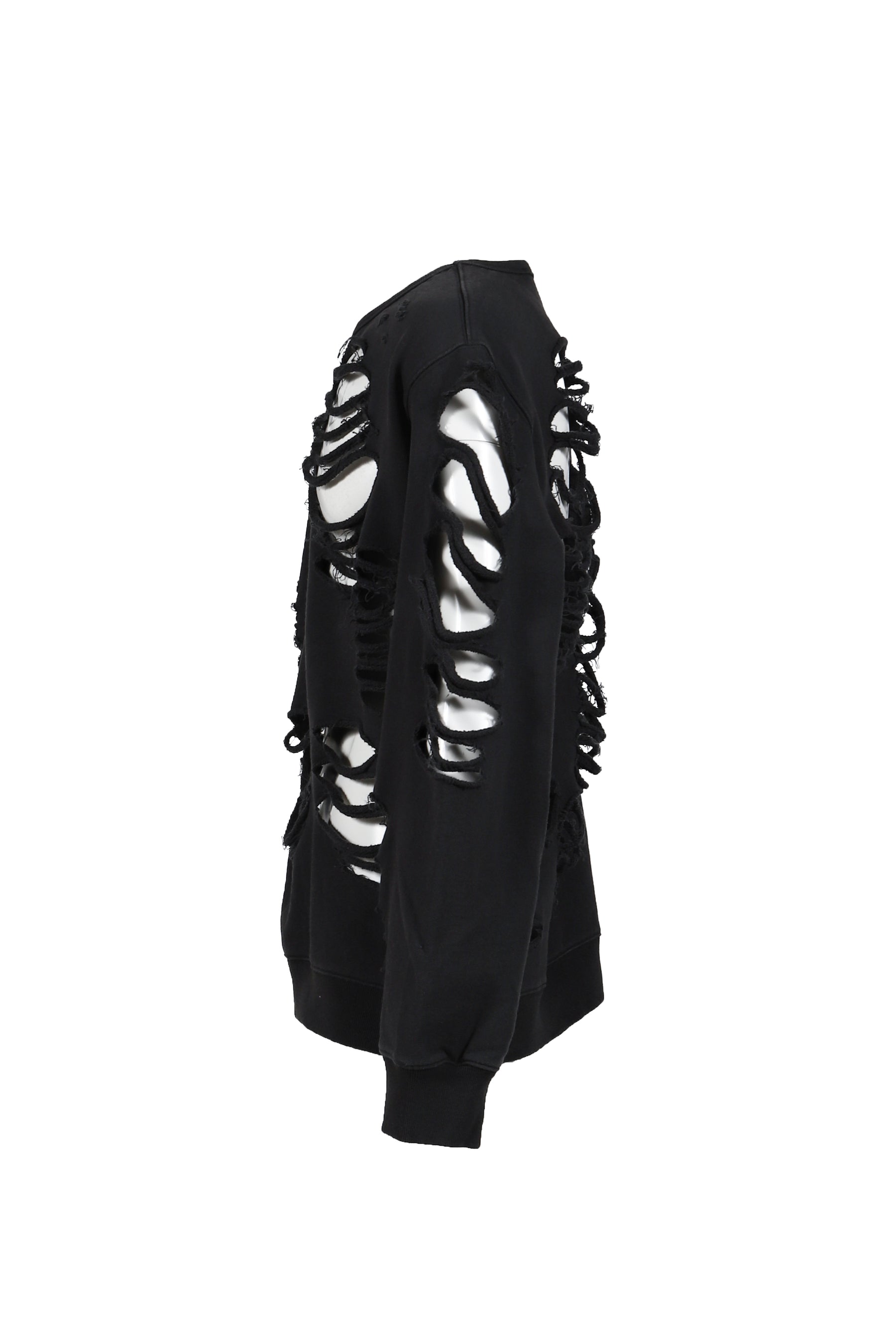 JUN/NAKAYAMA ジュンナカヤマ FW25 DISTRESSED CREWNECK / BLK