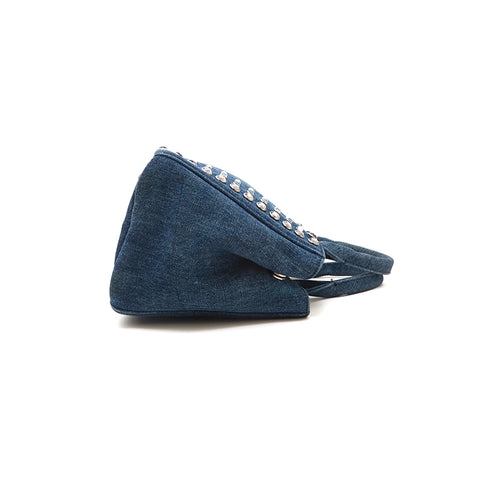 プラダ PRADA カナパ デニム スタッズ ハンドバッグ ブルー P14688