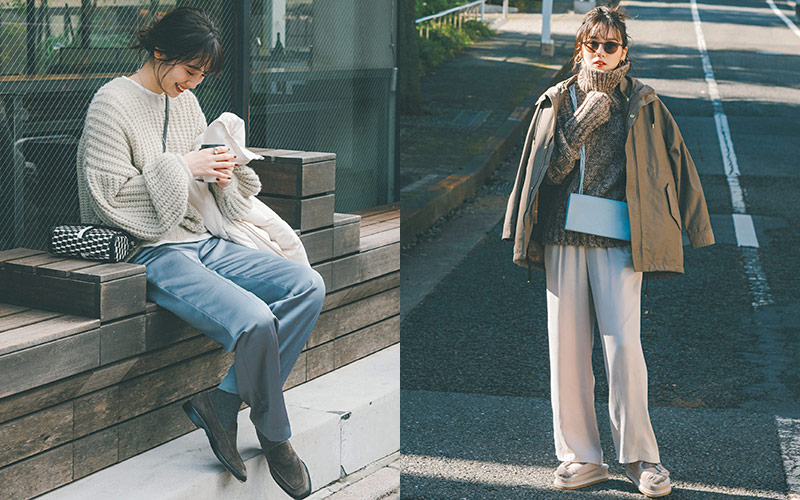 ニットに「ツヤテロパンツ」で着こなしを即ブラッシュアップ！ お手本4