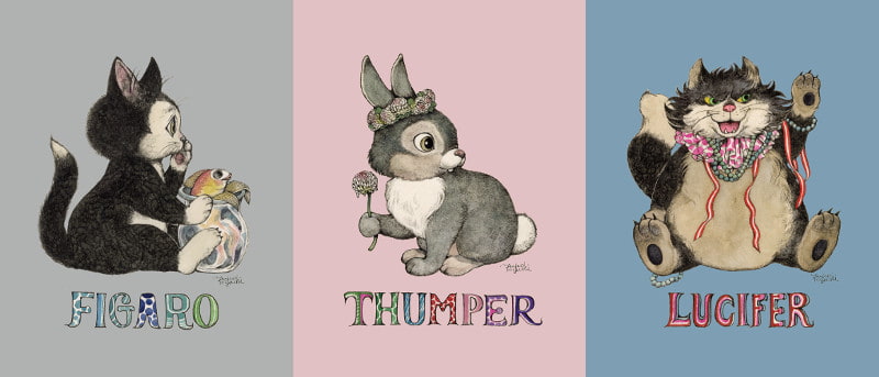 ヒグチユウコが描くフィガロ・とんすけ・ルシファーのグッズ