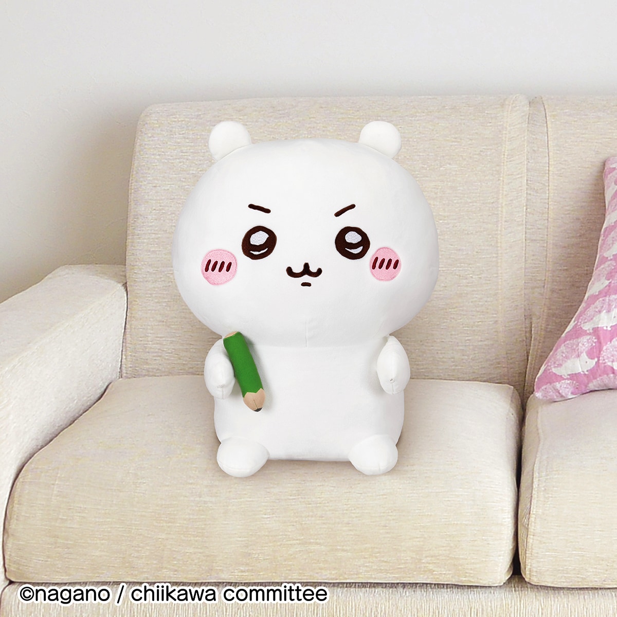 PCクッション ちいかわ いっしょにお勉強！」のぬいぐるみ型クッション