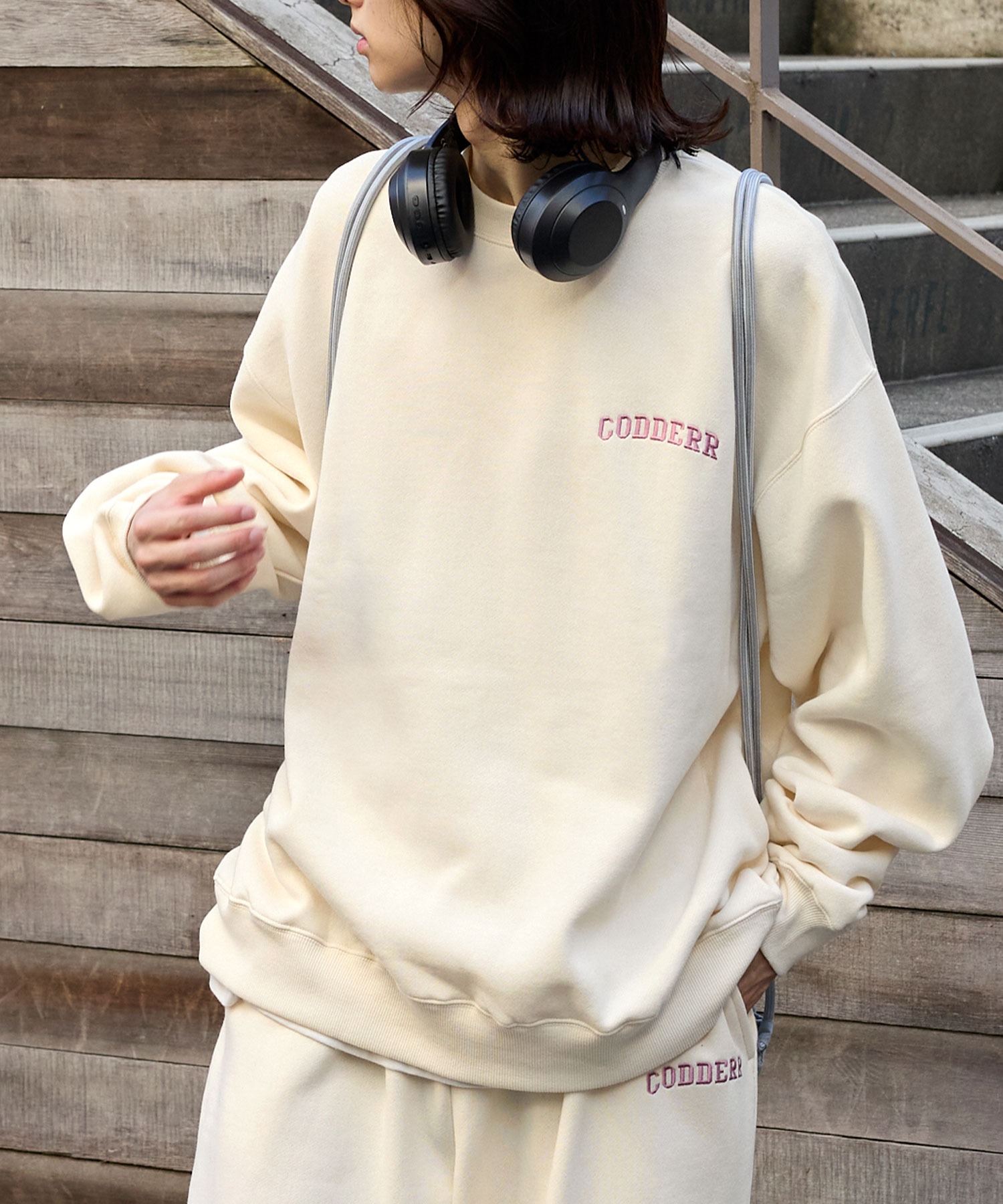 CODDERR】アーチロゴ刺繍 ヘビーウェイト裏起毛スウェットセットアップ