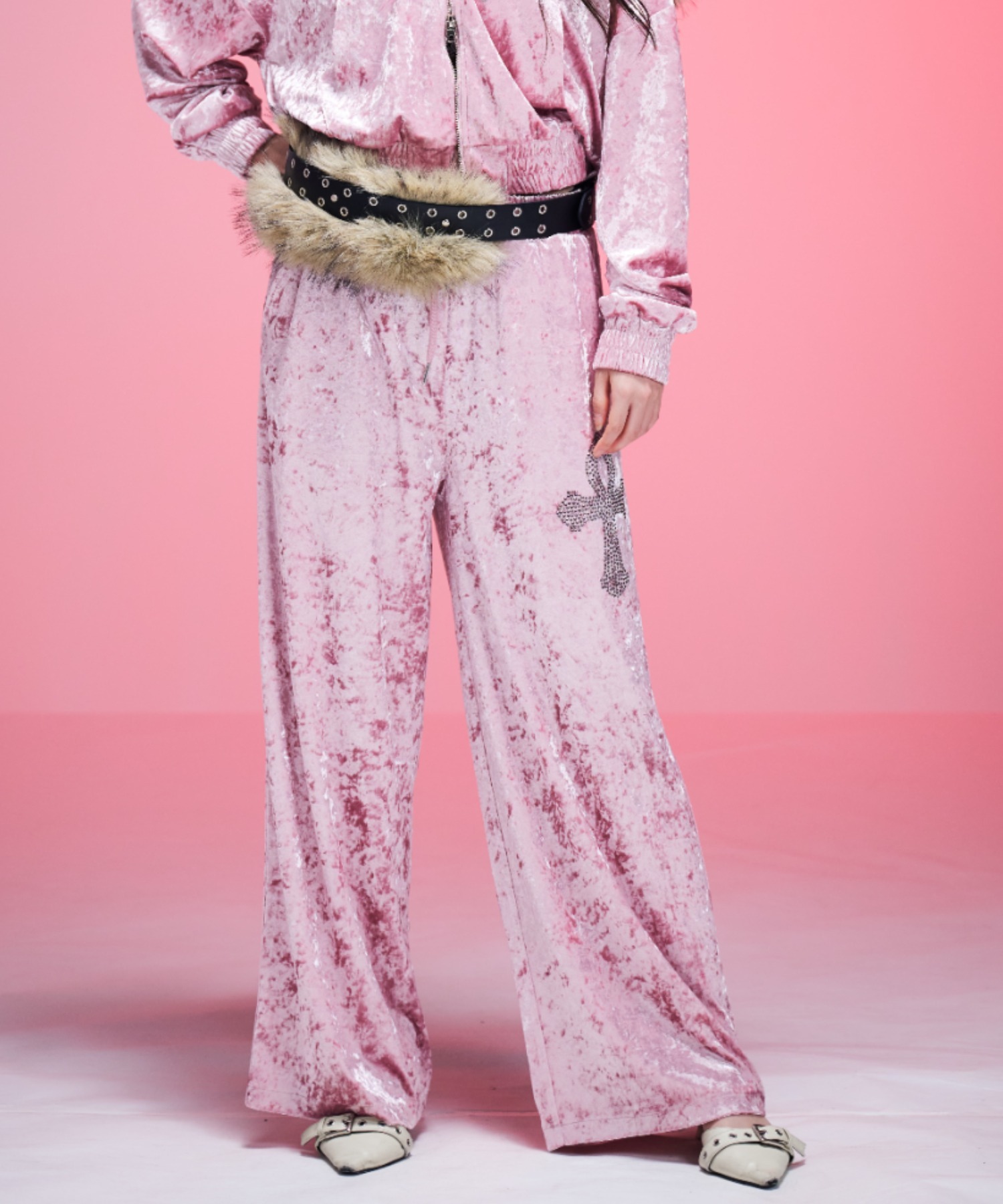 A'GEM/9 × .kom 『A'GEM/9/エージェムナイン』 Ed Hardy ベロアパンツ