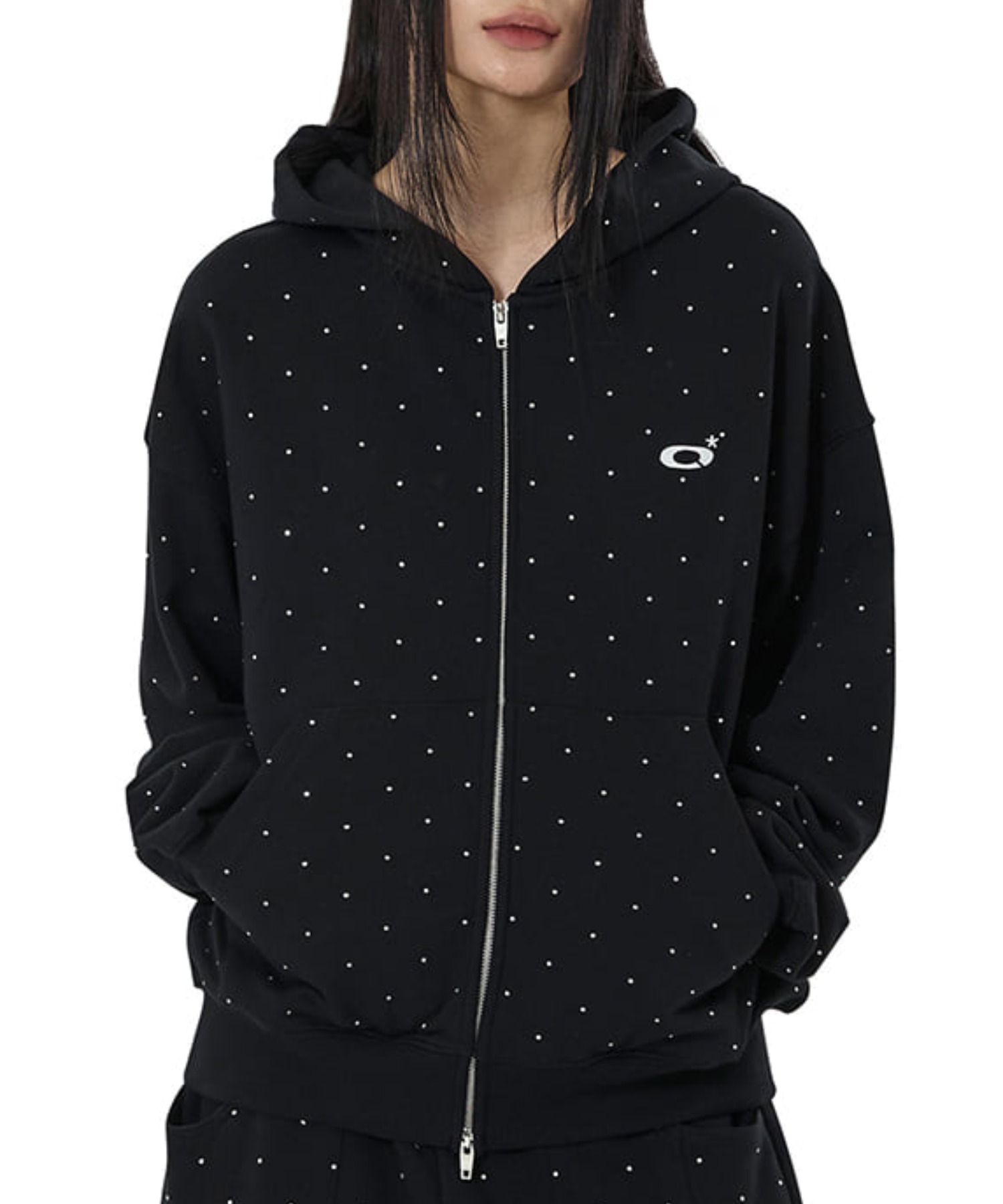 OY/オーワイ』CRYSTAL DOT HOODIE ZIP UP/クリスタルドットジップ