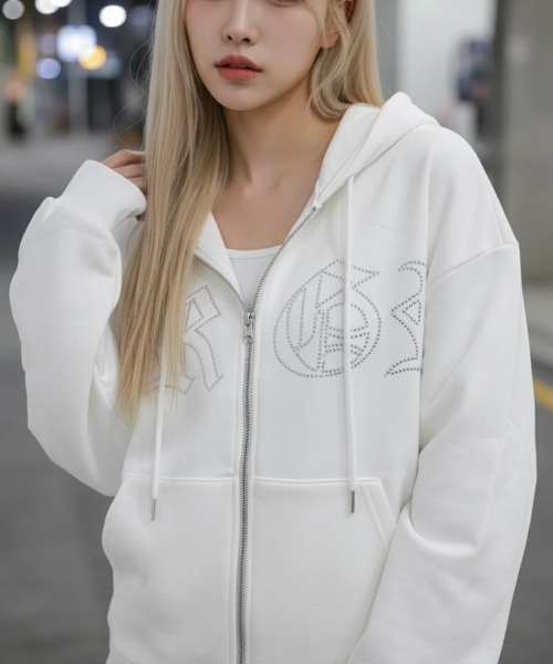 A'GEM/9 × .kom 『ARULE/アルール』Graffiti Rhinestone Zip Hoodie