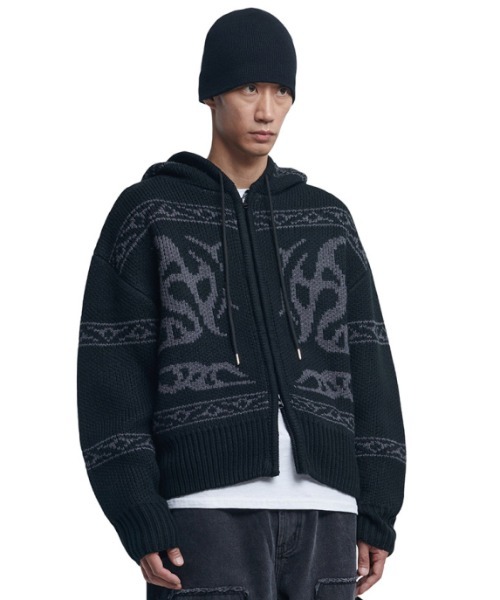 A'GEM/9 × .kom 『NOMUNUAL/ノーマニュアル』 COWICHAN HOODED ZIP-UP