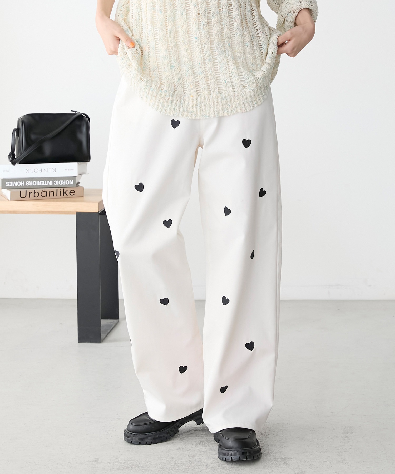 forksy.】デニムハート刺繍ストレートパンツ forksy.│MONO-MART