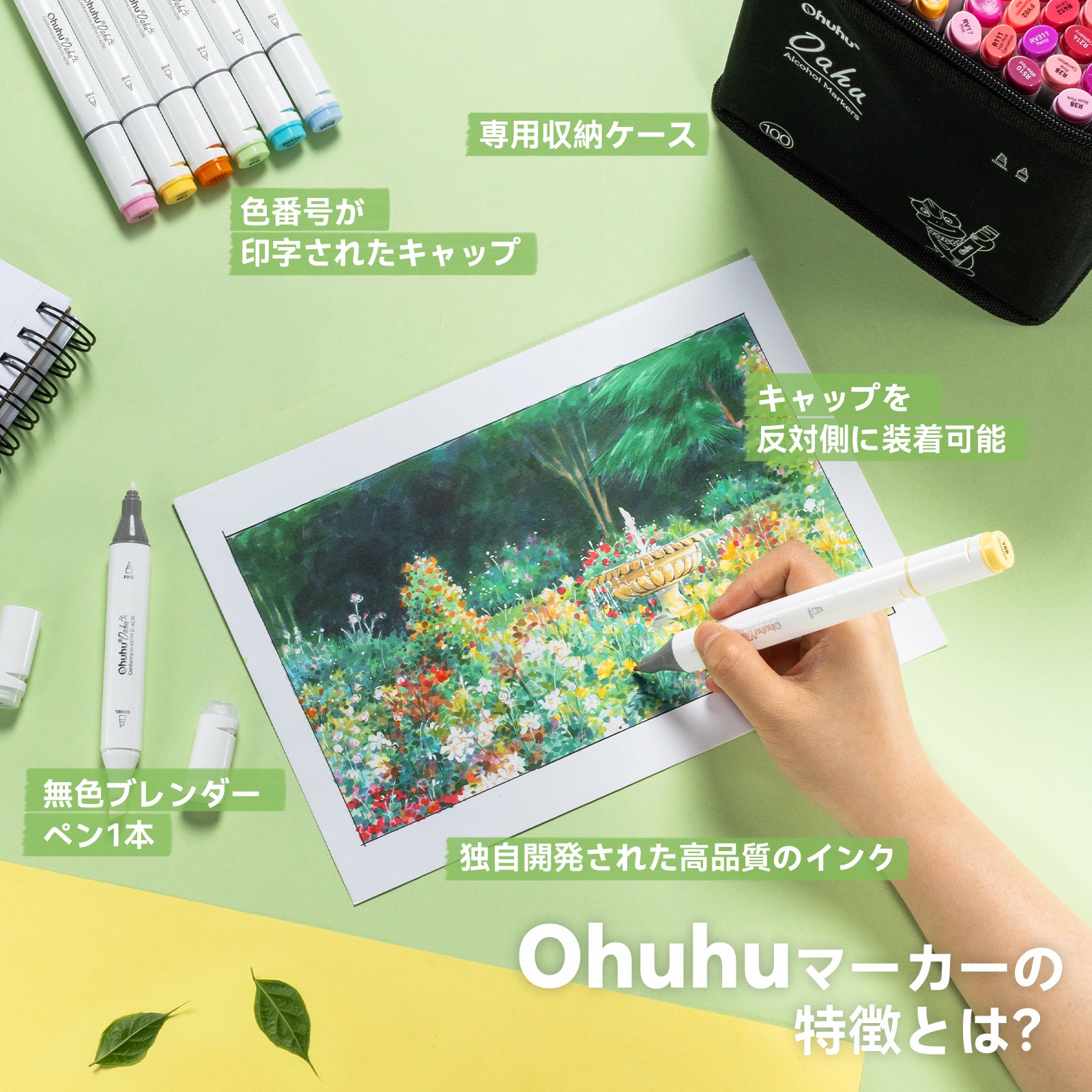 Ohuhu Oahu イラストマーカー 100色 太細両端 – Ohuhu Japan