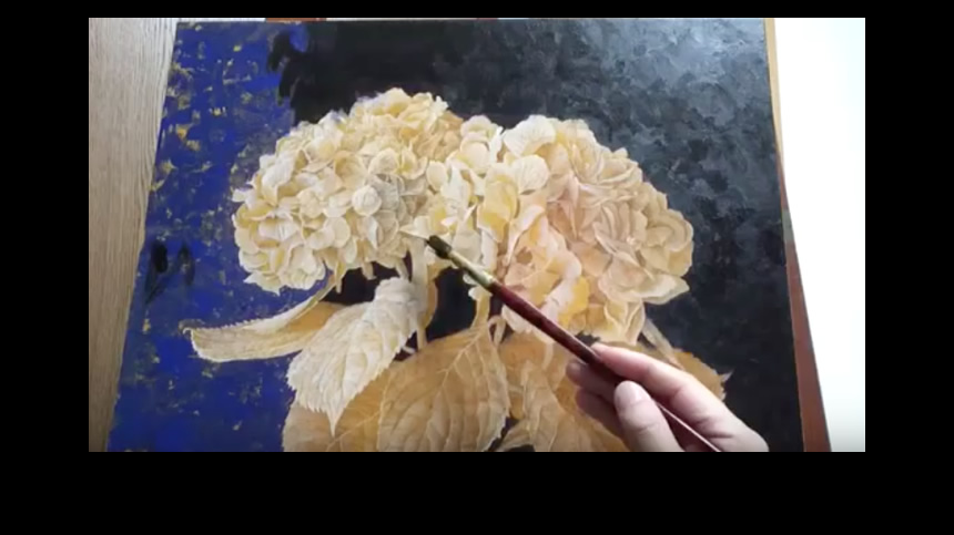 油彩画「紫陽花」：制作過程：大路誠