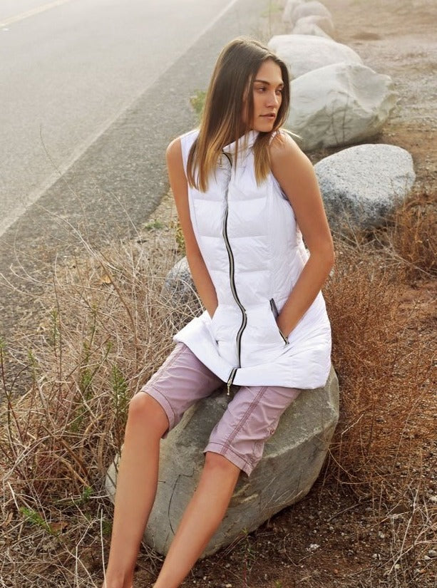 Anorak Long Nylon Down Vest [White-50171CAZ] Ooh La La Boutique MN