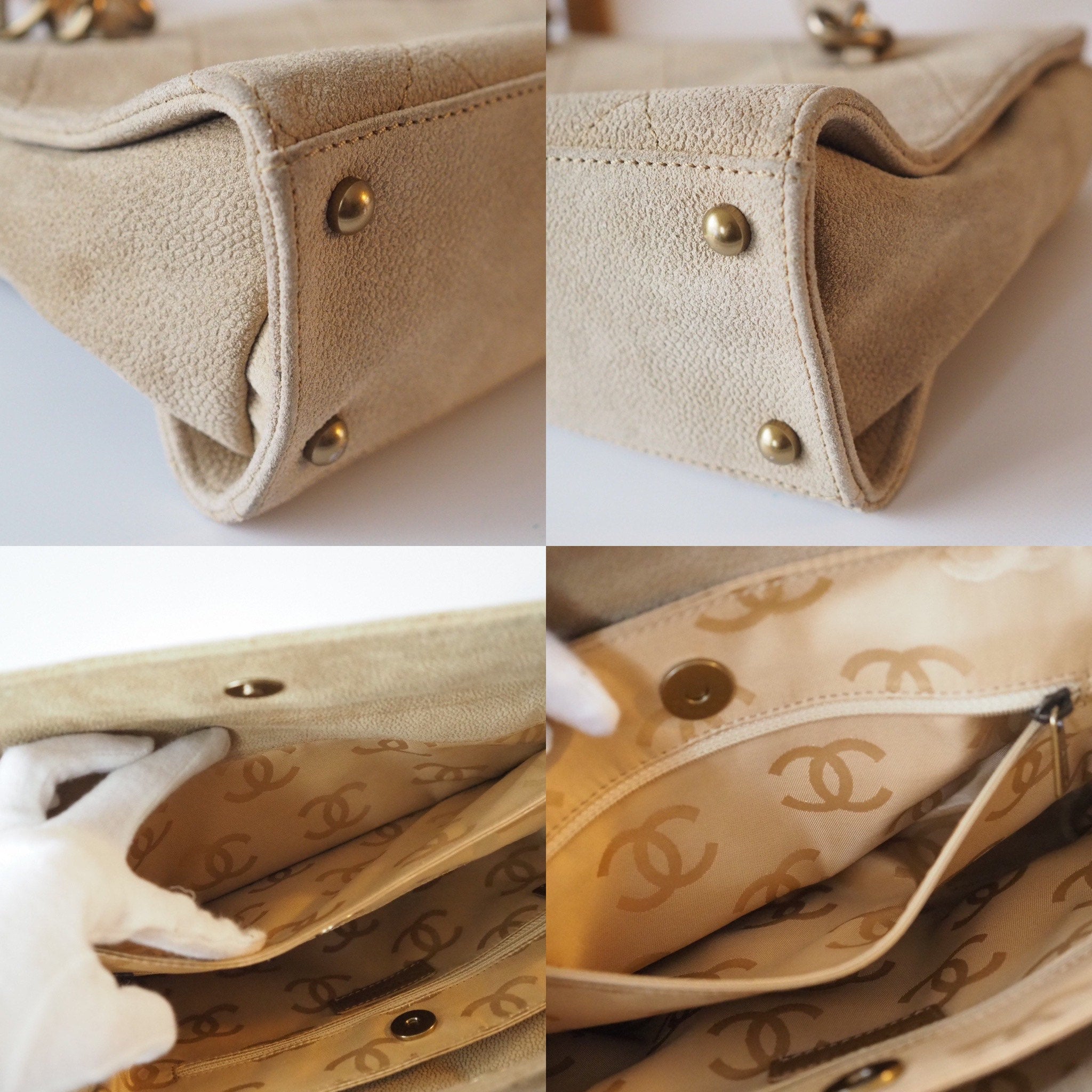 CHANEL スエード キャビアスキン ショルダーバッグ